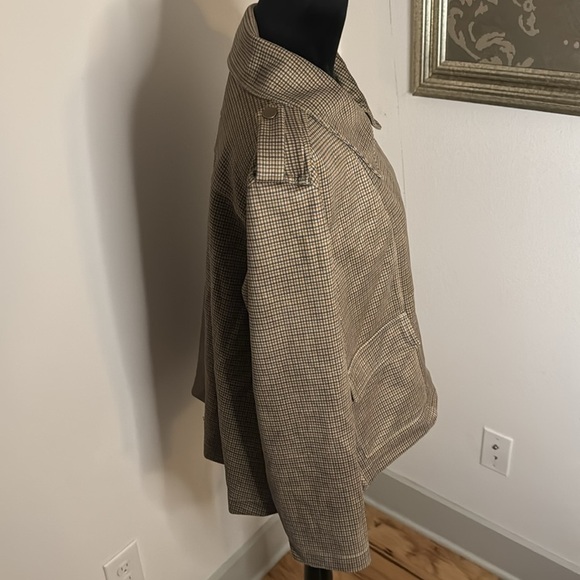 DG2 Diane Gilman tan olive green‎ houndstooth zipper front jacket Sz M - Picture 3 of 8